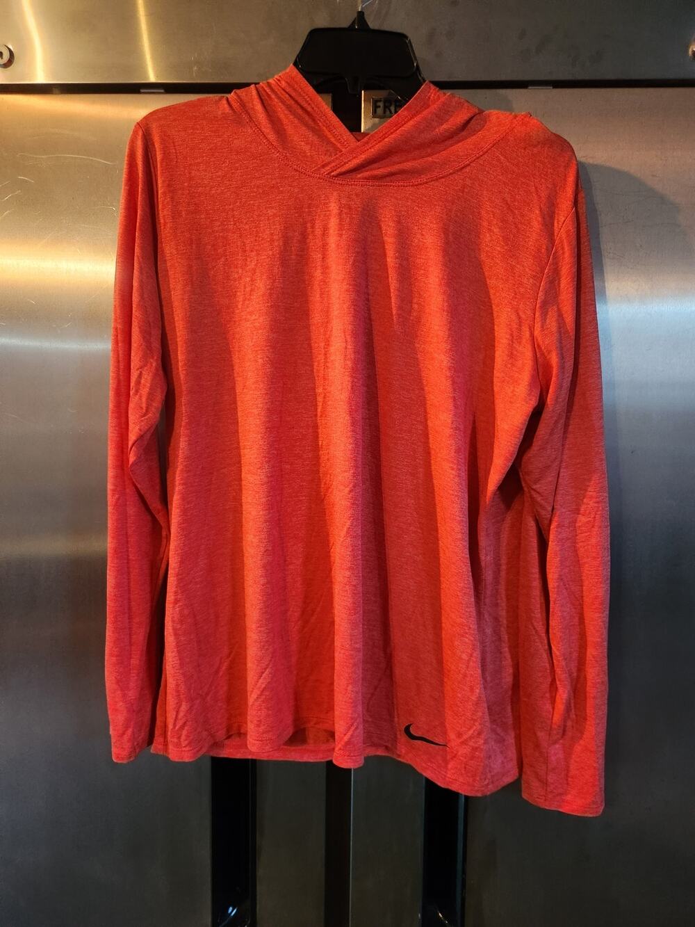 Nike Dri-Fit Hooded Long Sleeve Shirt Orange XL